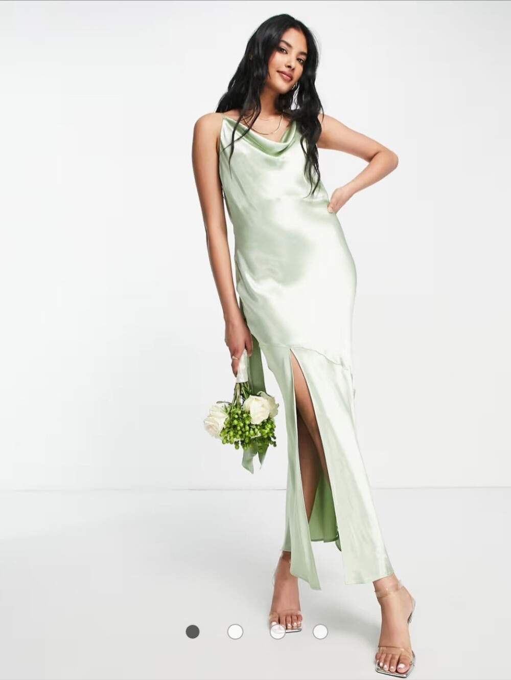 Topshop Sage-coloured bridesmaid lingerie dress with satin rear loop